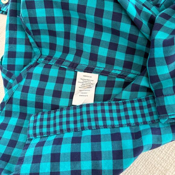 TALBOTS PLUS Button-Front Gingham Holiday Shirt – 100% Cotton – Blue – 1X - Picture 10 of 14